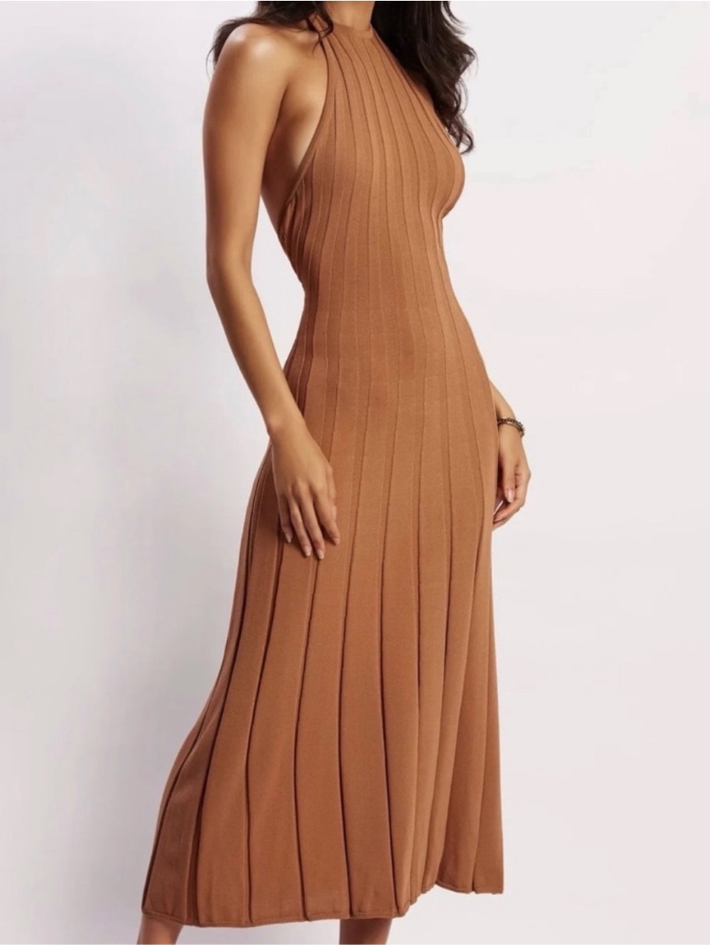 Meshki Ribbed Maxi Dress in Camel Tan